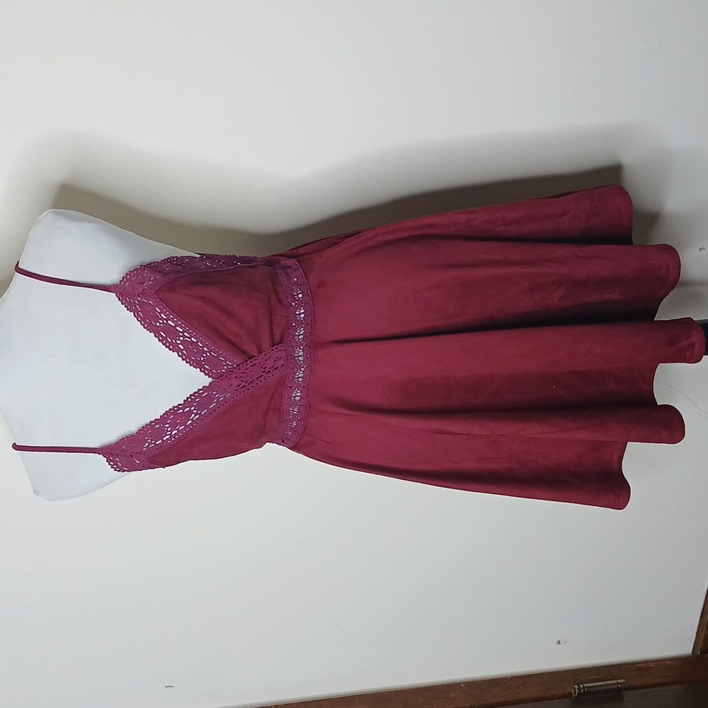 Flying Tomato Burgundy Wine Boho Mini Dress Size Medium - Picture 2 of 16
